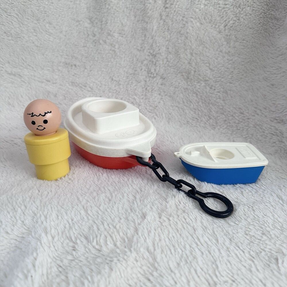 Vintage Fisher Price Jumbo Little People Tug Boat Toy 1970s